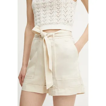 Dámské kraťasy Kraťasy Guess NINA dámské, béžová barva, hladké, high waist, W5GD1R WG4C2 W5GD1R.WG4C2 08C, vel. M