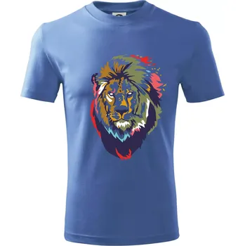 Hlava lva kreslená jednoduchá - Tričko dětské bavlněné - 98 cm / 2 roky ( Azurově modrá )