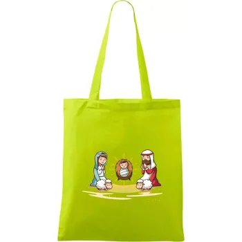 Nákupní taška Ježíšek v jesličkách - Taška bavlněná - 42 x 38 cm ( Limetková )