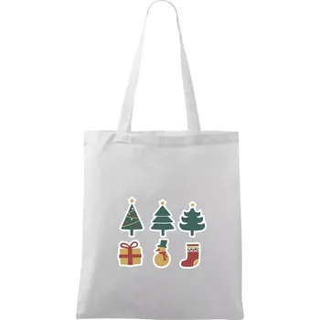Vánoční sada - stromky a dárky - Taška bavlněná - 42 x 38 cm ( Bílá )