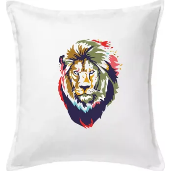Polštář Hlava lva kreslená jednoduchá - Polštář 50x50 - 50x50 - Pouze potah ( Bílá )
