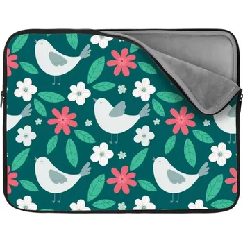 pouzdro na notebook Sablio Obal na notebook Červené kvítí s ptáčky - 17"