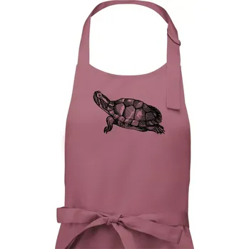 Kuchyňská zástěra Tužkou kreslená želva - Dámská zástěra na vaření - Univerzální velikost ( Starorůžová )