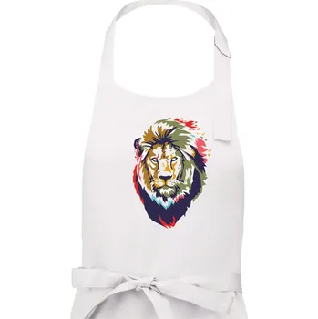 Kuchyňská zástěra Hlava lva kreslená jednoduchá - Dámská zástěra na vaření - Univerzální velikost ( Bílá )