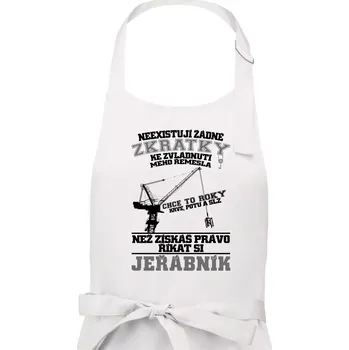 Kuchyňská zástěra Jeřábník zkratky - Pánská zástěra na vaření - Univerzální velikost ( Bílá )