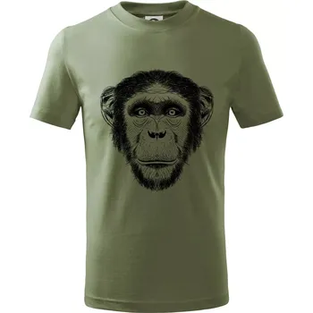 Chlapecké tričko Opice kresba - Tričko dětské bavlněné - 98 cm / 2 roky ( Khaki )