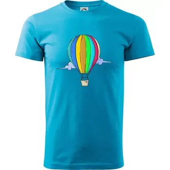Horkovzdušný balon v oblacích - Klasické pánské triko vyšší gramáže - XS ( Světlý tyrkys )