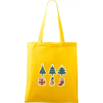 Vánoční sada - stromky a dárky - Taška bavlněná - 42 x 38 cm ( Žlutá )
