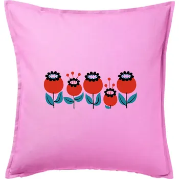 Polštář Retro hrnek - mák - Polštář 50x50 - 50x50 - Včetně výplně ( Růžová )