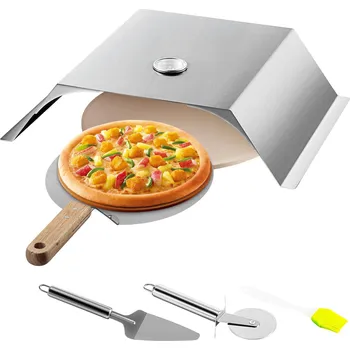 Vevor Souprava na pizzu nerez pro 22" gril, 13" kámen, 10×11.8 inch lopatka