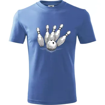 Bowling kresba - Tričko dětské bavlněné - 98 cm / 2 roky ( Azurově modrá )