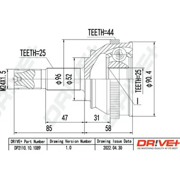 Poloosa kola Sada kloubů pro hnací hřídel Dr!ve+ DP2110.10.1089