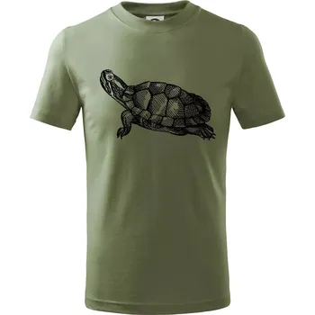 Chlapecké oblečení Tužkou kreslená želva - Tričko dětské bavlněné - 158 cm/12 let ( Khaki )