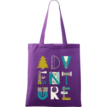 Adventure font - Taška bavlněná - 42 x 38 cm ( Fialová )