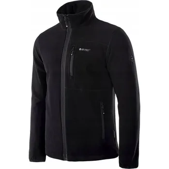 Pánská mikina Pánská fleecová mikina na zip mikina bez kapuce HI-TEC PORTO ČERNÁ XL