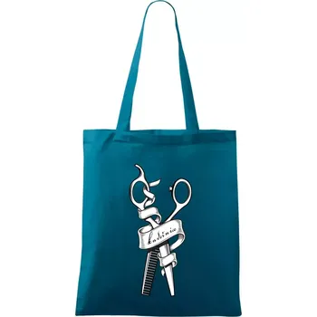 Kadeřnice nůžky a hřeben - Taška bavlněná - 42 x 38 cm ( Petrolejová )