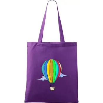 Horkovzdušný balon v oblacích - Taška bavlněná - 42 x 38 cm ( Fialová )