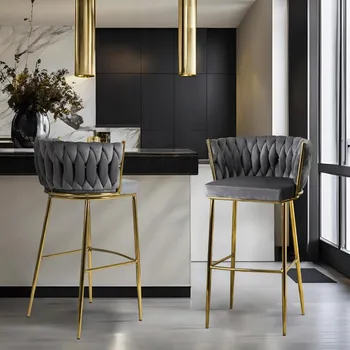 Barová židle Barová Židle Mebel Elite odstíny šedé, zlatá 104,5 cm tkanina