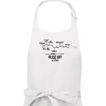 Kuchyňská zástěra Orlické hory ve stopě - Pánská zástěra na vaření - Univerzální velikost ( Bílá )