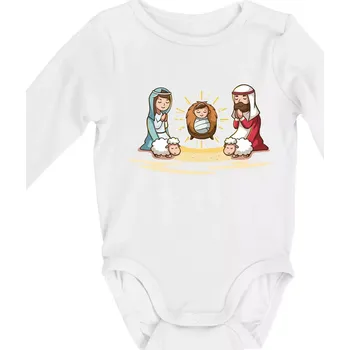Ježíšek v jesličkách - Body kojenecké s dlouhým rukávem - Dlouhý r. do 3 měs ( Bílá )