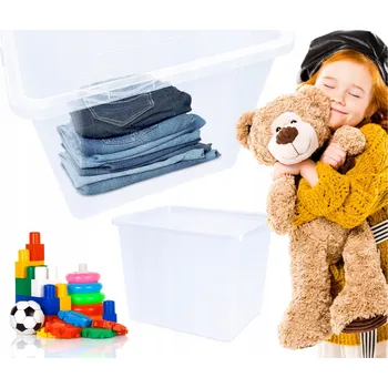Úložný box PLASTOVÁ KRABICE S VÍKEM VELKÁ UZAVÍRATELNÁ KRABIČKA BOX PRŮHLEDNÝ 30L