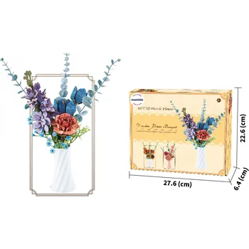 ostatní stavebnice Mamido Dřevěná stavebnice 3D kytice barevných květin MT1179