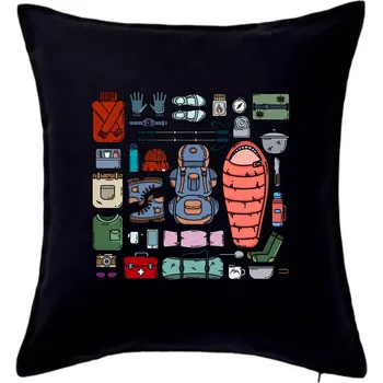 Polštář Co si sbalit na kempovani? - Polštář 50x50 - 50x50 - Pouze potah ( Černá )