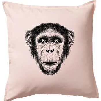 Polštář Opice kresba - Polštář 50x50 - 50x50 - Včetně výplně ( Světle růžová )