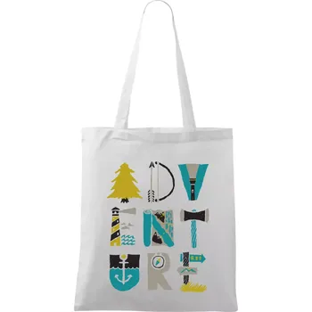 Adventure font - Taška bavlněná - 42 x 38 cm ( Bílá )