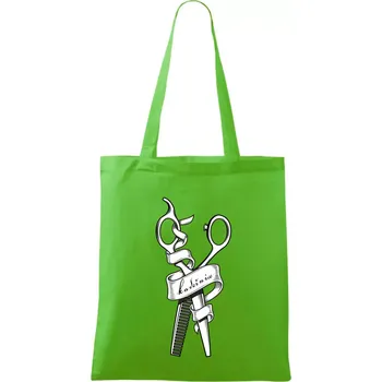Kadeřnice nůžky a hřeben - Taška bavlněná - 42 x 38 cm ( Apple Green )