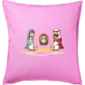 Polštář Ježíšek v jesličkách - Polštář 50x50 - 50x50 - Pouze potah ( Růžová )