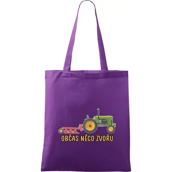 Nákupní taška Traktor občas něco zvoře - Taška bavlněná - 42 x 38 cm ( Fialová )