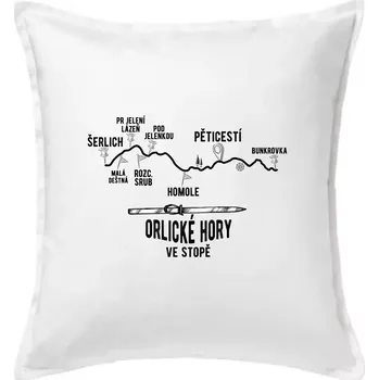 Polštář Orlické hory ve stopě - Polštář 50x50 - 50x50 - Pouze potah ( Bílá )