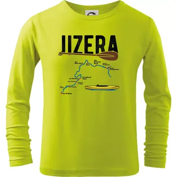 Dětská móda Mapa řeky Jizery - Triko dětské Long Sleeve - 134 cm/8 let ( Limetková )