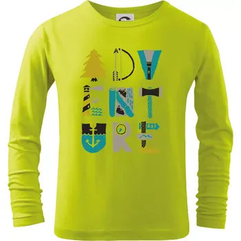 Dětská móda Adventure font - Triko dětské Long Sleeve - 146 cm/10 let ( Limetková )