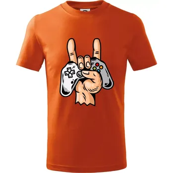 Chlapecké oblečení Gamer - gamepad paroháč - Tričko dětské bavlněné - 98 cm / 2 roky ( Oranžová )