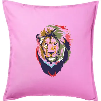 Polštář Hlava lva kreslená jednoduchá - Polštář 50x50 - 50x50 - Pouze potah ( Růžová )