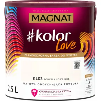 barva na zeď Latexová Barva na zeď Magnat 2,5 l Porcelánová bílá matná