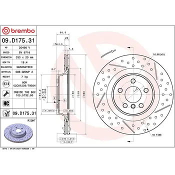 Auto-moto Brzdový kotouč BREMBO 09.D175.31