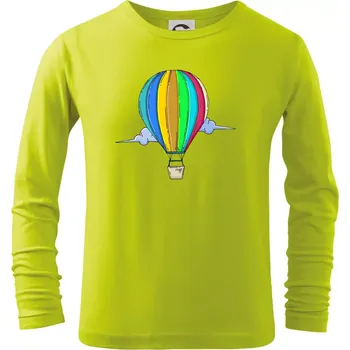 Dětská móda Horkovzdušný balon v oblacích - Triko dětské Long Sleeve - 134 cm/8 let ( Limetková )