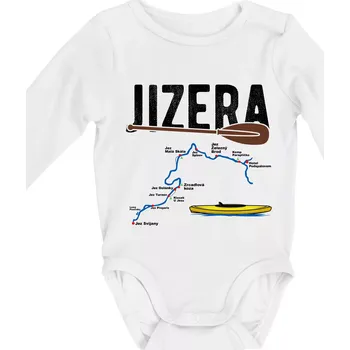 Kojenecký body Mapa řeky Jizery - Body kojenecké s dlouhým rukávem - Dlouhý r. do 3 měs ( Bílá )