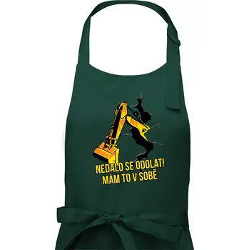 Kuchyňská zástěra Nedalo se odolat, mám to v sobě bagr - Pánská zástěra na vaření - Univerzální velikost ( Lahvově zelená )