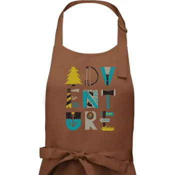 Kuchyňská zástěra Adventure font - Pánská zástěra na vaření - Univerzální velikost ( Kakaová )