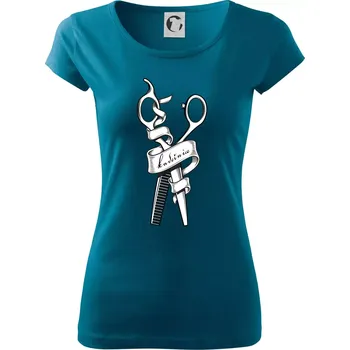 Dámské oblečení Kadeřnice nůžky a hřeben - Dámské triko Pure - XL ( Petrolejová )