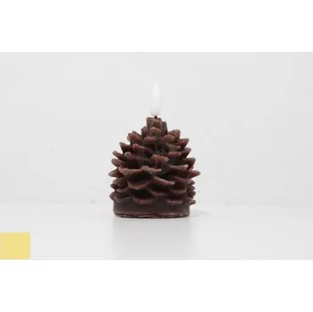 Vánoční dekorace Sviečka šiška LED 7 cm s časovačom hnedá