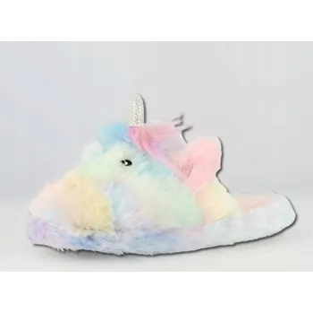 Dívčí obuv Papuče Dívčí bačkory duhové jednorožec vel. 34 nazouvací plné B593243