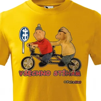 Chlapecké tričko Dětské tričko Pat a Mat - Všechno stíhám - velikost 146, Barva Žlutá
