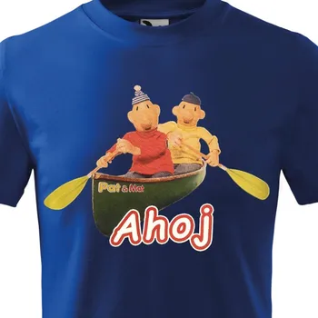 Chlapecké tričko Dětské tričko Pat a Mat Ahoj - velikost 134, Barva Modrá