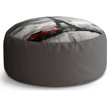 Taburet Sablio Taburet Circle Eiffelova věž a červené auto: 38x48 cm