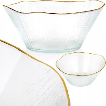Skleněná salátová mísa zlatá 21 cm, 1,2 l